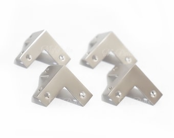 Set of Solid BRASS Western Table Corners Protector Guard | Desk,Cabinet, Table Trunk Corner Guard Protector Silver Doff | Aluminum finish