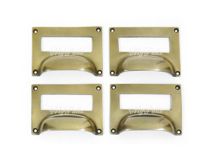 Solid Brass Retro Filing Card Holder Drawer Pull | Label Frames | Label holders Cabinet Drawer Dresser label holder Pulls handle