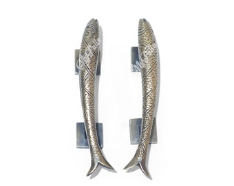 Set 2 pcs Solid Brass Retro Fish Knob Pull | Solid Brass Fish Animal Cabinet Drawer Dresser Kitchen Door Pull Handles