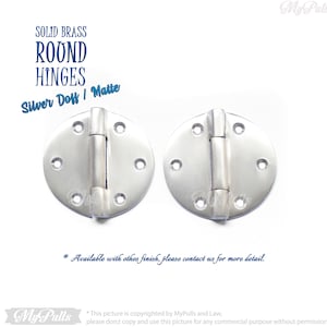 2&quot; diameter of Solid Brass ROUND Door Hinge / Silver doff Cabinet Drawer Hinges
