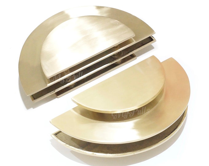 10" inches Full set Solid Brass Western Round Main Entry Door Pulls Front and Back door handles - Polished Brass Finish