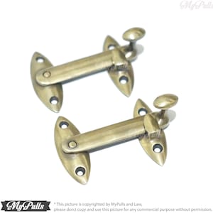 Set of 2 pcs Solid unlacquered Brass Country Western LATCH HOOK Solid BRASS Joint Gate Door Lock
