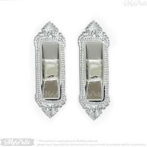 Silver Chrome Finish Solid Brass Sliding Pocket Door Handle - Elegant Victorian Design – 6.30 inch