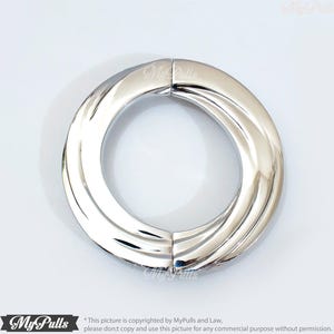 4.72&quot; inches Silver / Chrome Finishing Solid Brass Retro Swirl Round Cabinet Drawer Dresser Brass Ring Pulls Handle