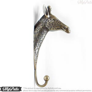 8.54" Solid Brass Giraffe Animal hook Strong Wall Mount Coat Hat Hook