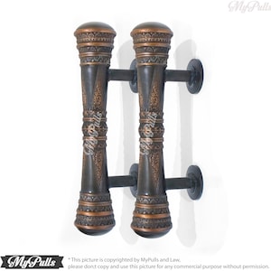11.00&quot; Pair Brass Victorian Door Handle | Front Entry Door Handle with Copper Color Finishing Door Handle
