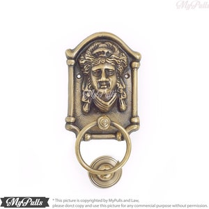 6.50&quot; in Solid Brass Roman Head Door Knocker | Ancient Roman Woman Head Brass Door Knocker