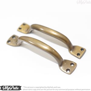 5.20&quot; in 2 pcs Solid Brass Retro Western Classic Bar Type Handle Pulls Brass Cabinet Drawer Dresser Knob Pulls Handle