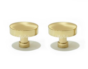 Brass Gold Finishing Round Pull Knobs | Modern Minimalis Round Cabinet Drawer Dresser KNOB Pulls