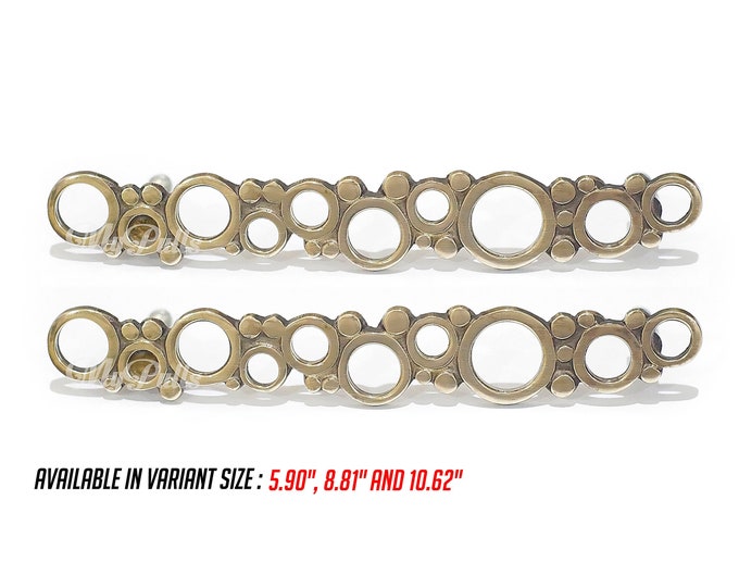 Set Solid Raw Brass RETRO Bubbles Circle Drawer Handle Pulls | Brass Cabinet Drawer Dresser Knob Pulls Handle, Kitchen Cupboard Door Pulls