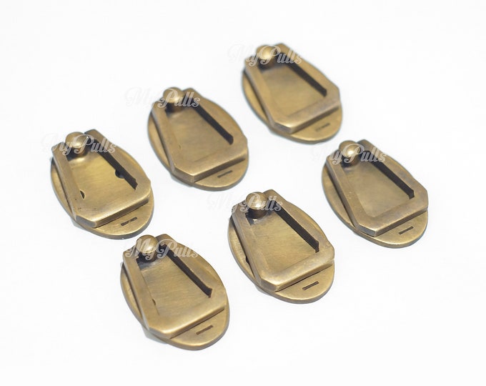 1.73" 6 pcs Retro Oval Brass Pulls Knobs | Western Vintage Oval Cabinet Drawer Handle Knob Pulls