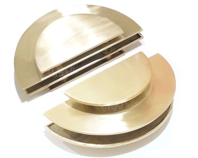 10" inches Full set Solid Brass Western Round Main Entry Door Pulls Front and Back door handles - Polished Brass Finish