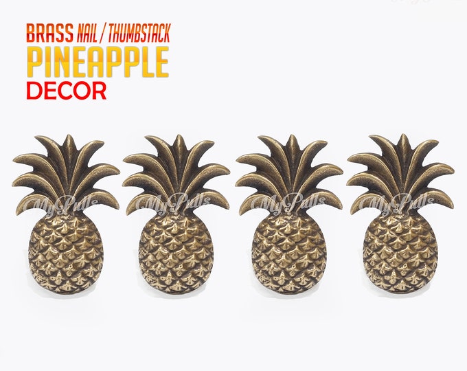 2.48" Solid Brass PINEAPPLE Thumbtack nail Decor | Decorative Thumbtacks brass Nails Pineapples Decor