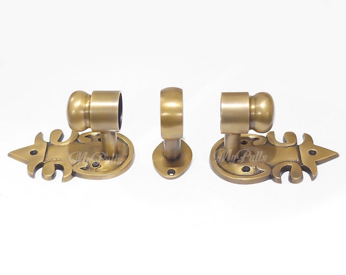 Set Solid Brass Classic Curtain Rods Finials Final Holder Double windows Curtains