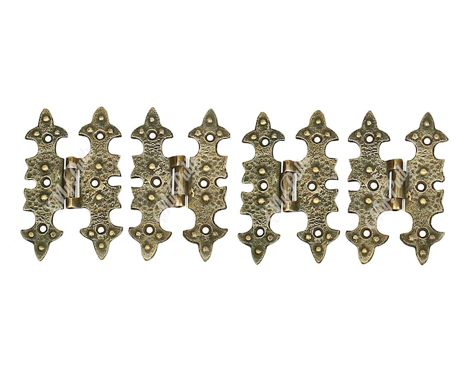 3.58" set 4 pcs Solid brass Old Blacksmith Hinges Cabinet Drawer Dresser Box Door Hinge