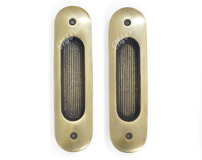 5.78" 2 pcs Solid Brass Baldwin FLUSH Pull Sliding Door Cabinet Brass Knob Drawer Handle