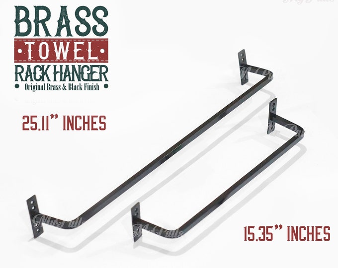 Solid Brass Industrial Bathroom Towel Rack Holder Black Finish Wall Bathroom Towel Hanger, Bath Towel Hanger Bathroom Decor