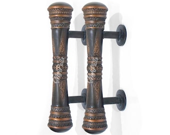 11.00" Pair Brass Victorian Door Handle | Front Entry Door Handle with Copper Color Finishing Door Handle