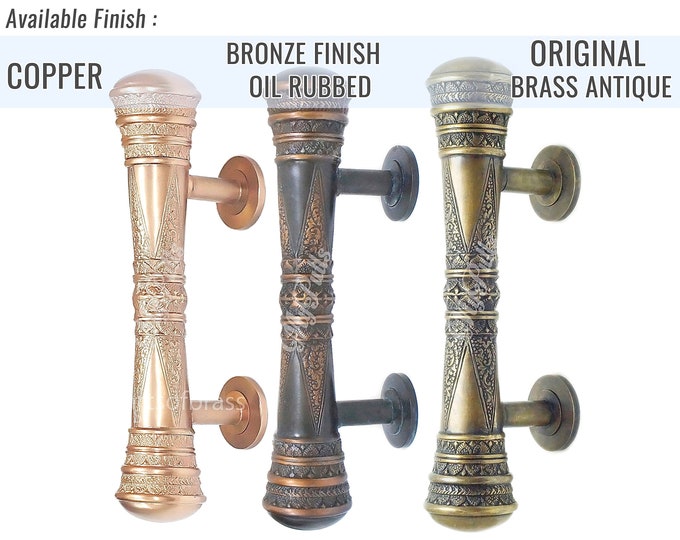 11.33" in 2 pcs Brass Victorian Door Pulls | Front Door Handle with Copper,Bronze Oil Rubbed, Original Antique Brass Color Finish Hardware