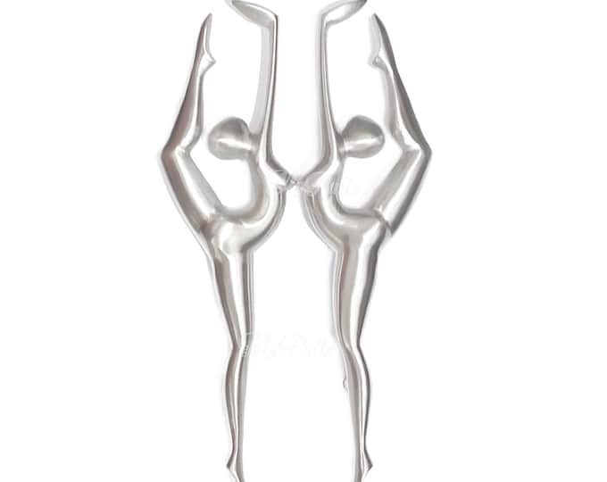 13.77" Pair Silver Doff Finish Ballerina Ballet Dancer Pulls Solid Brass Door handle | Front Door handle Pulls