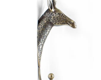 8.54" Solid Brass Giraffe Animal hook Strong Wall Mount Coat Hat Hook