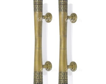 18.30" in 2 pcs Solid Brass Retro Handle Classic Front Door Handle Pulls | Entry Front Door Brass Handle Pulls