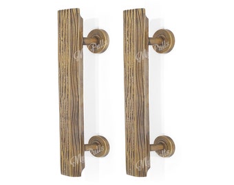 9.64" Solid Brass Wooden Texture Door Handle Pulls | Full Solid Brass Cabinet Drawer Dresser Kitchen Door Handle Pull