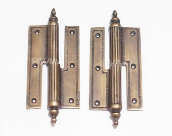 6.41" inches Set Pair / 2 pcs SOLID BRASS French Door Hinges antique Brass hinges Door Hinges, Gate Hinges, Barn door hinges