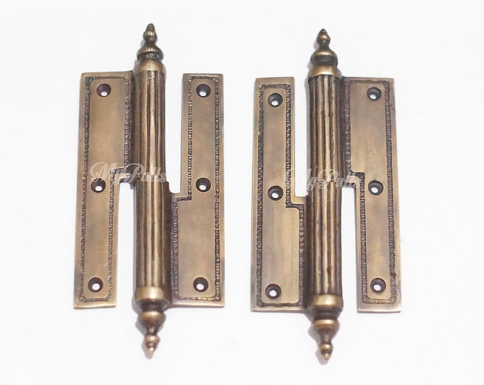 6.41" inches Set Pair / 2 pcs SOLID BRASS French Door Hinges antique Brass hinges Door Hinges, Gate Hinges, Barn door hinges