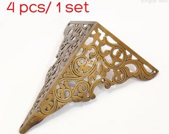 6.10" 4 pcs Solid Brass Big Corner Decorative Retro Western Trunk Corner Table / Box / Protector Guard