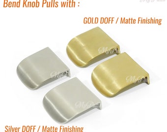 Set of 4 pcs Solid Brass Bend Pull knob with Silver Doff / Gold Doff Matte Finishing Cabinet Drawer Dresser Brass Knob Pulls