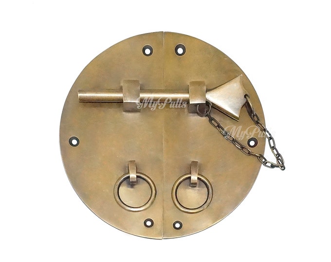 5.90" Solid Brass Retro Round Latch With Ring Pull Western Door Latch Lock
