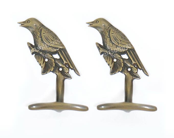 4.33" Solid Brass Canary Bird Animal Hook Mount Coat Hat Hooks