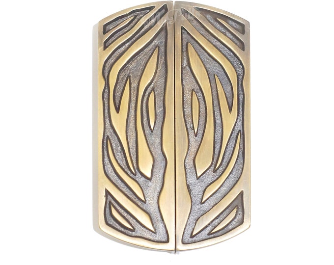 FREE SHIPPING - 7.87 inches Half Round set Solid Brass Ocean Waves Main Entry Door Pulls Handles