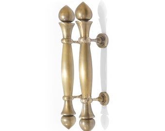 17.12" 2 pcs Solid Brass Torch Door Handle Pulls | Front Door Candle Brass Handle Hardware