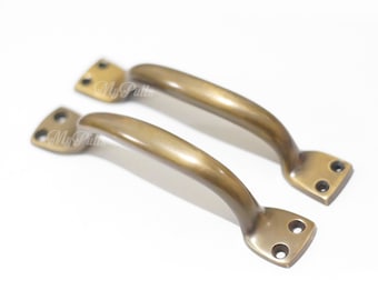 5.20" in 2 pcs Solid Brass Retro Western Classic Bar Type Handle Pulls Brass Cabinet Drawer Dresser Knob Pulls Handle