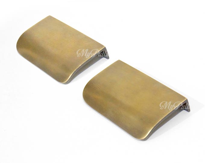 3.11" inches Set of 2 pcs Solid Brass Retro Bend pulls knob Cabinet Drawer Dresser Door KNOB Pulls