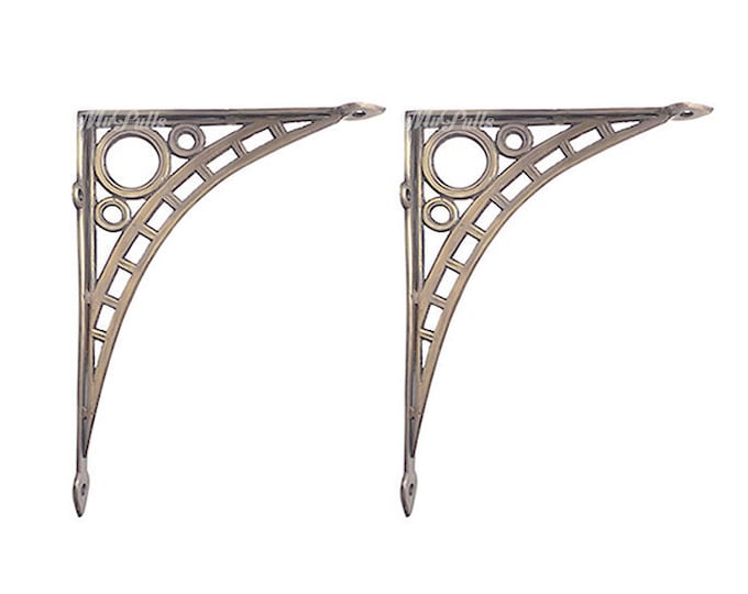 9.84" 2 pcs SOLID BRASS Wall Shelf Bracket - Art Deco Brass Floating Shelves Decor