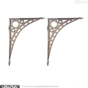 9.84&quot; 2 pcs SOLID BRASS Wall Shelf Bracket - Art Deco Brass Floating Shelves Decor