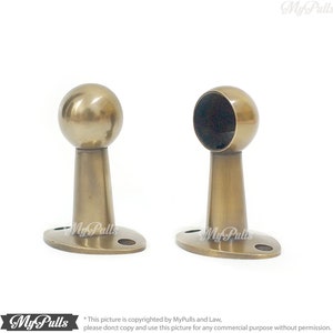 2.87&quot; Pair Solid Brass Shower Curtains Rods Classic Finials Final Holder