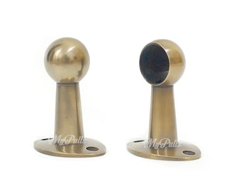 2.87" Pair Solid Brass Shower Curtains Rods Classic Finials Final Holder