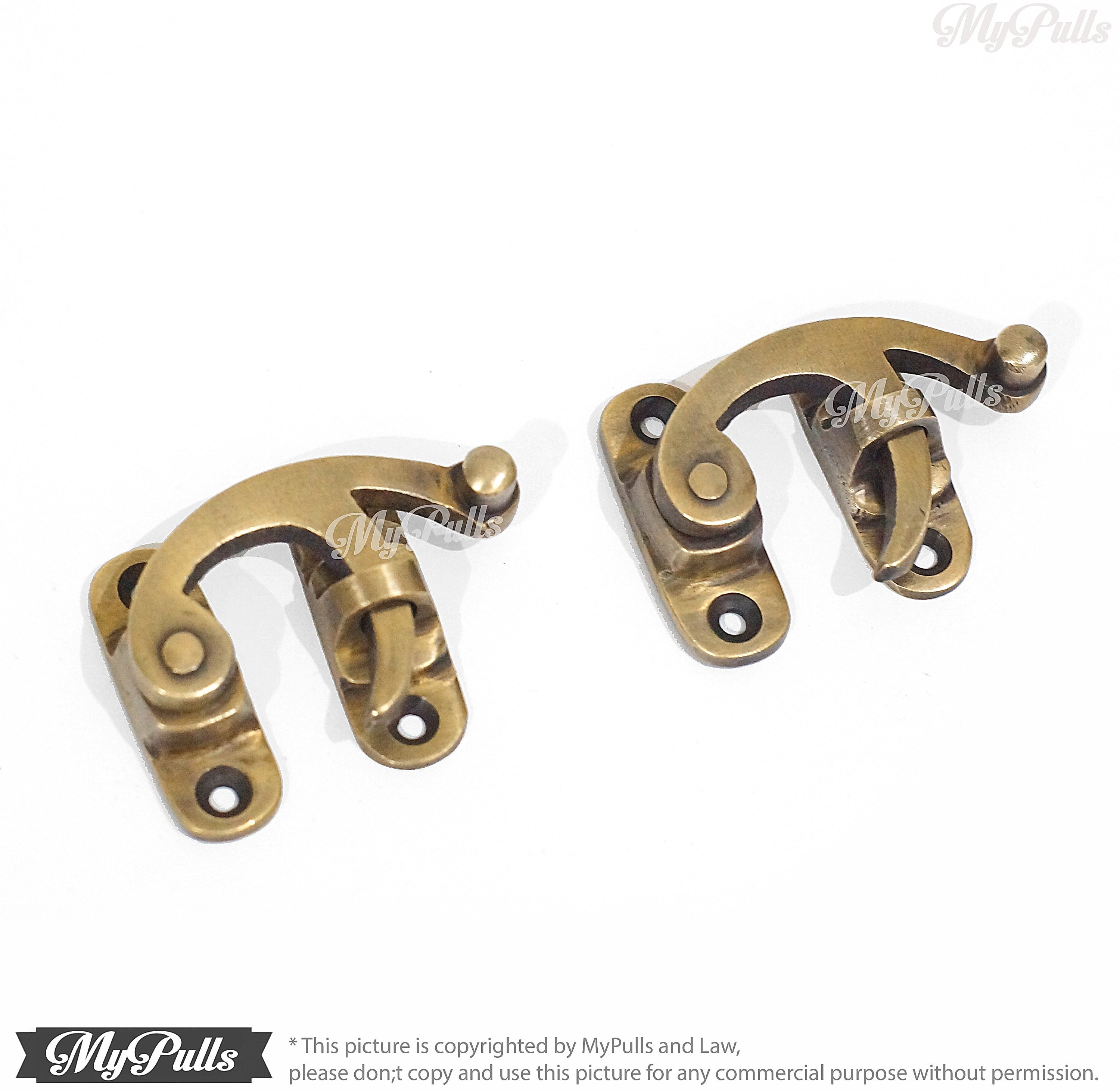 1.61 Solid Brass Box Latch, Trunk Latch, Jewelry Locking BOX Hook