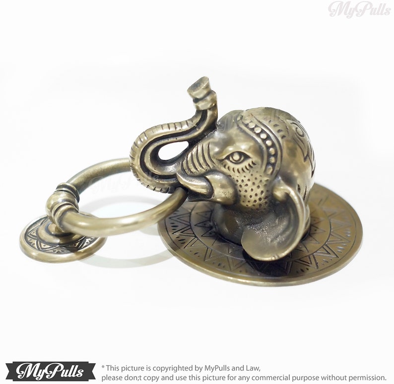 7.5 inches Solid Brass Elephant Head Front Door Knocker Etsy