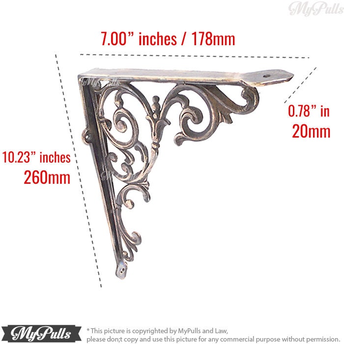 10.23 2 pcs SOLID BRASS Wall Shelf Bracket Antique Etsy