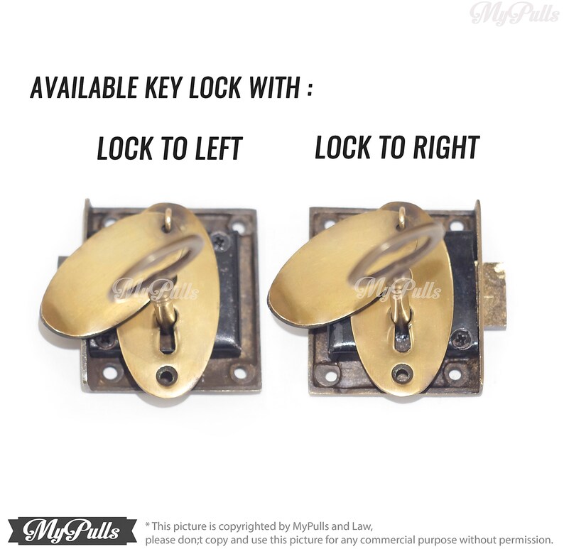 Solid Brass Key Lock Set With Brass Retro Oval With Cap Key Etsy