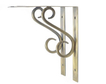 Set of 2 SOLID BRASS Strong Classic Wall Shelf Bracket - Classic Floating Shelf Board Storage Floating Shelves