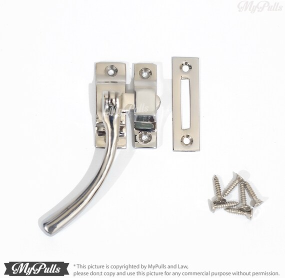 Solid Brass Silver Door Latch Lock Swing Lock Handle Gate Etsy