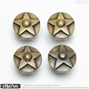 Solid Brass Texas Star Knob Pulls Set of 4 – Vintage Style