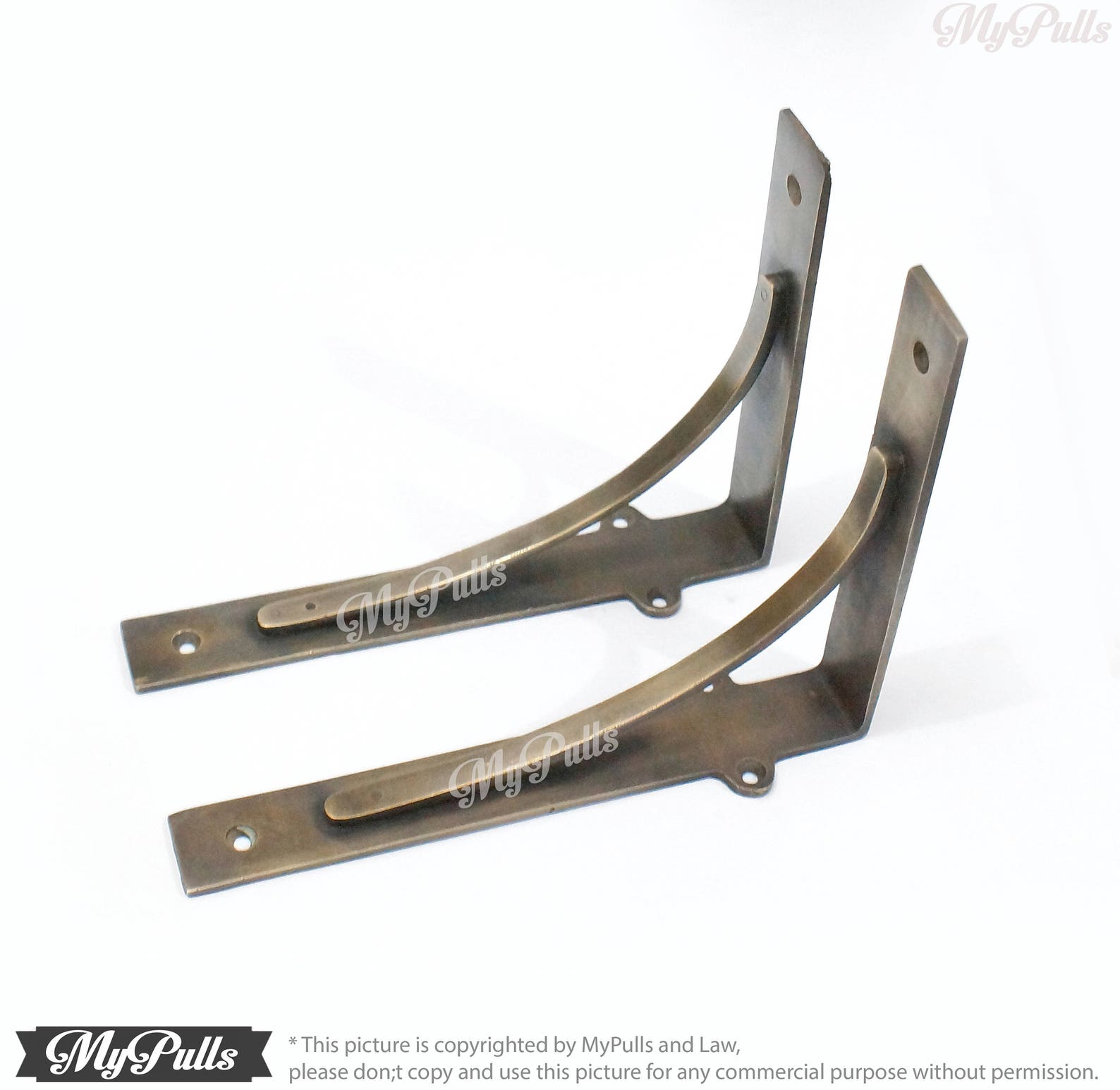 Set of 2 SOLID BRASS Wall Shelf Bracket Retro Industrial Etsy