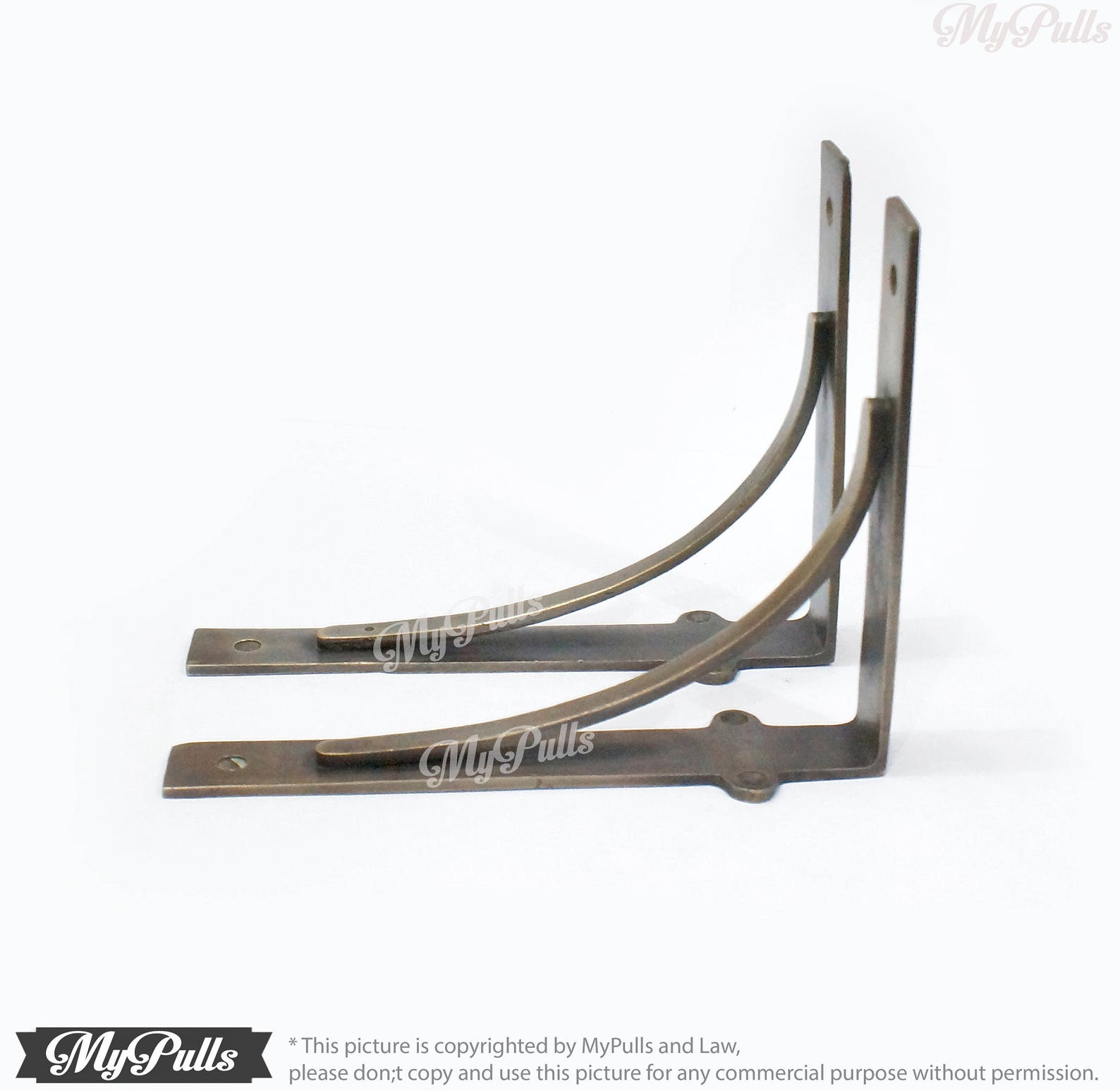 Set of 2 SOLID BRASS Wall Shelf Bracket Retro Industrial Etsy